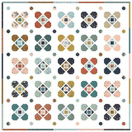 Image of the Tying the Knot quilt pattern by Melissa Corry for Riley Blake Designs. Features X patterns on a white background quilt. 
Cute Little Fabric Shop