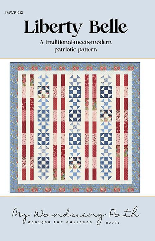Image of the Liberty Belle quilt pattern by My Wandering Path for Moda. Features a striped quilt pattern. 
Cute Little Fabric Shop