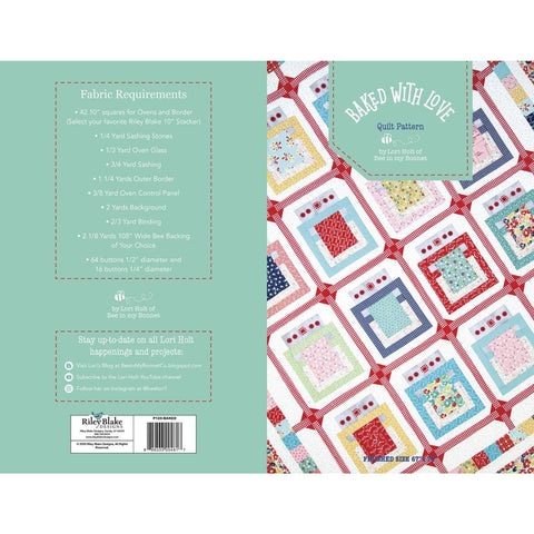 Image of the Baked with Love Quilt Pattern by Lori Holt for Riley Blake Designs. Features a quilt with ovens on it. 
Cute Little Fabric Shop