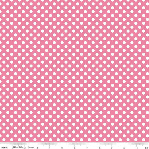 8" End of Bolt Piece - SALE Hot Pink Small White Dots by Riley Blake Designs - Polka Dots - Quilting Cotton Fabric