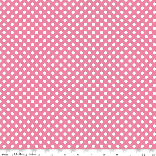 Hot Pink Small White Dots by Riley Blake Designs - Polka Dots - Quilting Cotton Fabric