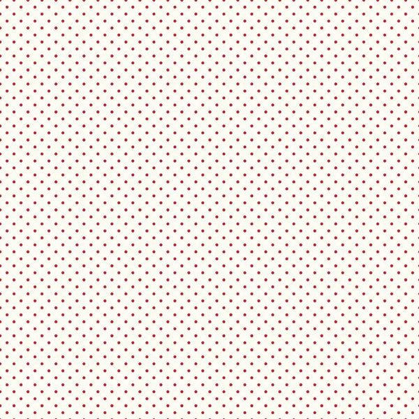 27" End of Bolt Piece - Red Flat Swiss Dots on Cream Le Creme - Polka Dot - Riley Blake Designs - Quilting Cotton Fabric