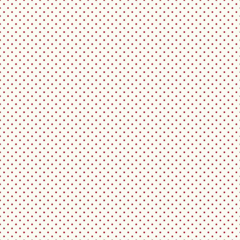 27" End of Bolt Piece - Red Flat Swiss Dots on Cream Le Creme - Polka Dot - Riley Blake Designs - Quilting Cotton Fabric