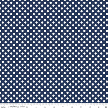 DEAL Navy & White Small Polka Dot - Riley Blake Designs - Blue - Jersey KNIT cotton  stretch fabric