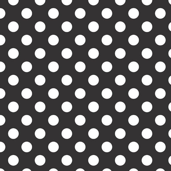 Fat Quarter End of Bolt - Black and White Medium Dots by Riley Blake Designs - Polka Dots - Quilting Cotton Fabric