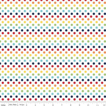 CLEARANCE Rainbow Small Dots - Riley Blake Designs - Polka Dots - Primary - Quilting Cotton Fabric