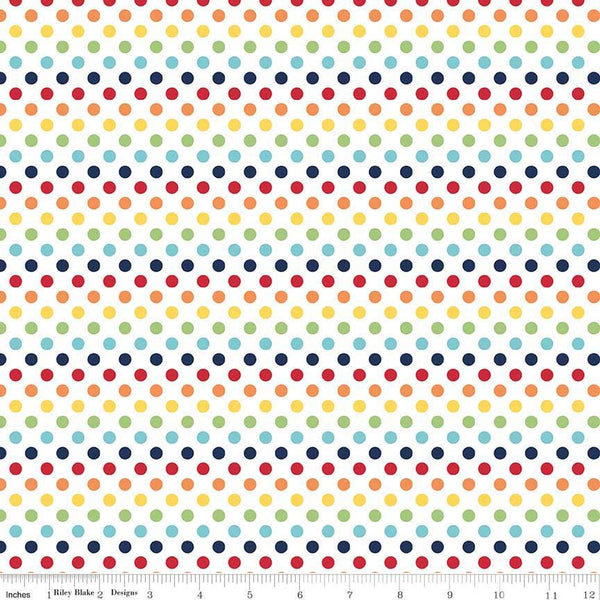 CLEARANCE Rainbow Small Dots - Riley Blake Designs - Polka Dots - Primary - Quilting Cotton Fabric