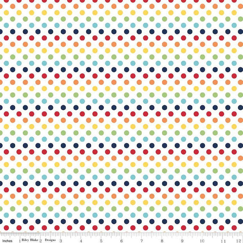 CLEARANCE Rainbow Small Dots - Riley Blake Designs - Polka Dots - Primary - Quilting Cotton Fabric