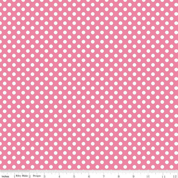 KNIT Hot Pink & White Small Polka Dot K350 - Riley Blake Designs - Jersey KNIT Cotton Stretch Fabric