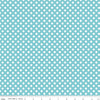 SALE 14" End of Bolt - Aqua & White Small Polka Dot - Riley Blake Designs - Blue - Jersey KNIT cotton stretch fabric
