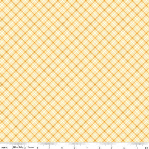 Image of the Special Delivery Plaid Yellow quilting cotton fabric by Doodlebug Design Inc for Riley Blake Designs. Features a multicolored plaid pattern on a yellow background. 
Cute Little Fabric Shop