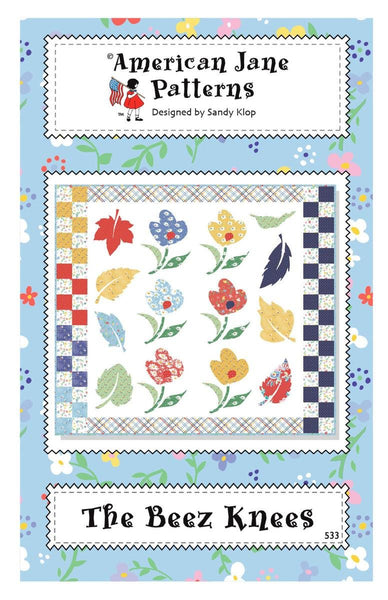 Image of the Beez Knees Quilt Pattern by American Jane for Riley Blake Designs. Features flowers on a checkered border. 
Cute Little Fabric Shop