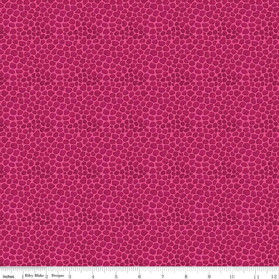 Image of the Fragrant Fields Stony Path Hot Pink quilting cotton fabric by Lila Tueller for Riley Blake Designs. Features small tone on tone stones on a dark pink background. 
Cute Little Fabric Shop