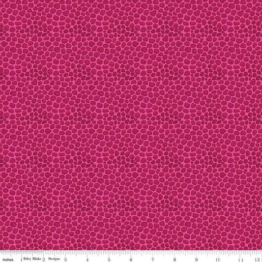Image of the Fragrant Fields Stony Path Hot Pink quilting cotton fabric by Lila Tueller for Riley Blake Designs. Features small tone on tone stones on a dark pink background. 
Cute Little Fabric Shop