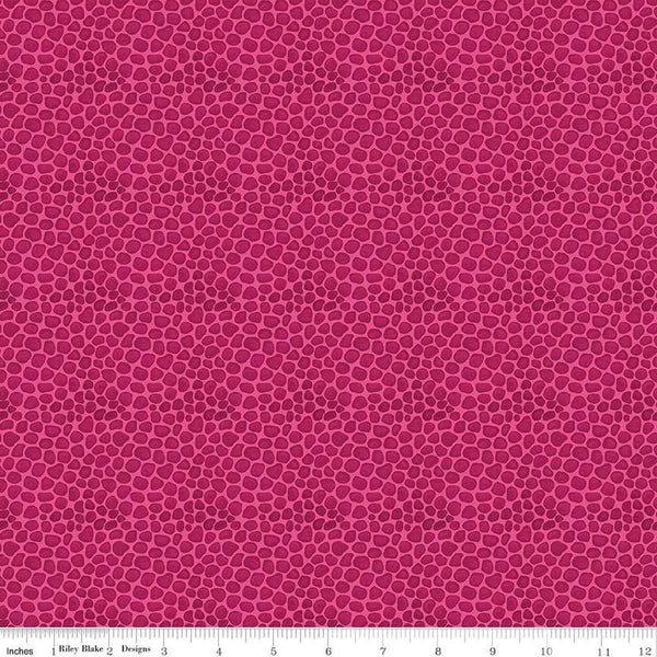 Image of the Fragrant Fields Stony Path Hot Pink quilting cotton fabric by Lila Tueller for Riley Blake Designs. Features small tone on tone stones on a dark pink background. 
Cute Little Fabric Shop