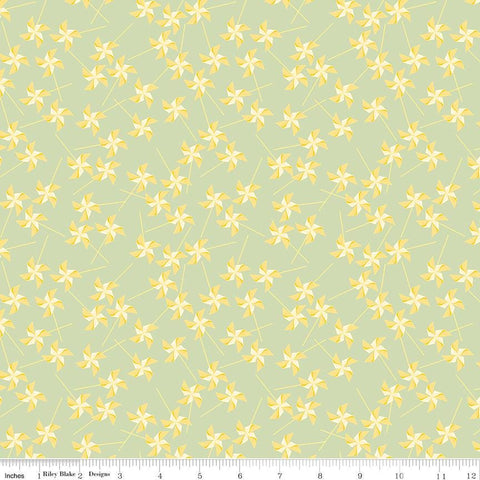 CLEARANCE On the Wind Pinwheels C11855 Green - Riley Blake Designs - Quilting Cotton Fabric