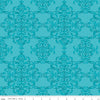 SALE Lucy June Damask C11222 Aqua - Riley Blake Designs - Blue Tone-on-Tone - Quilting Cotton Fabric