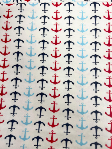 34" End of Bolt - SALE KNIT Anchors K564 Multi by Riley Blake Designs - Navy Patriotic - Jersey KNIT Cotton Spandex Stretch Fabric