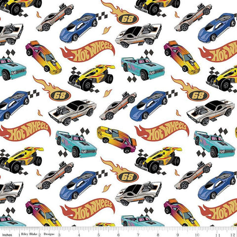 Image of the Hot Wheels Made to Race Car Race White quilting cotton fabric by Riley Blake Designs. Official licensed product. Territorial sales restrictions may apply. Features logos and cars on a white background.
Cute Little Fabric Shop