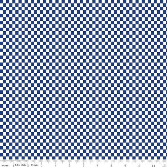 Image of the Hot Wheels Made to Race Checker Navy quilting cotton fabric by Riley Blake Designs. Official licensed product. Territorial sales restrictions may apply. Features a checkboard pattern a dark blue background.
Cute Little Fabric Shop