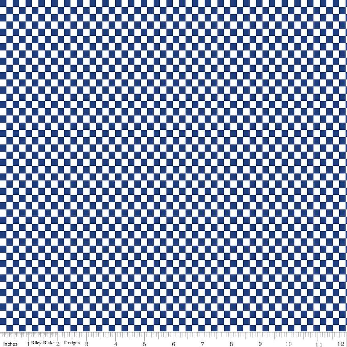 Image of the Hot Wheels Made to Race Checker Navy quilting cotton fabric by Riley Blake Designs. Official licensed product. Territorial sales restrictions may apply. Features a checkboard pattern a dark blue background.
Cute Little Fabric Shop