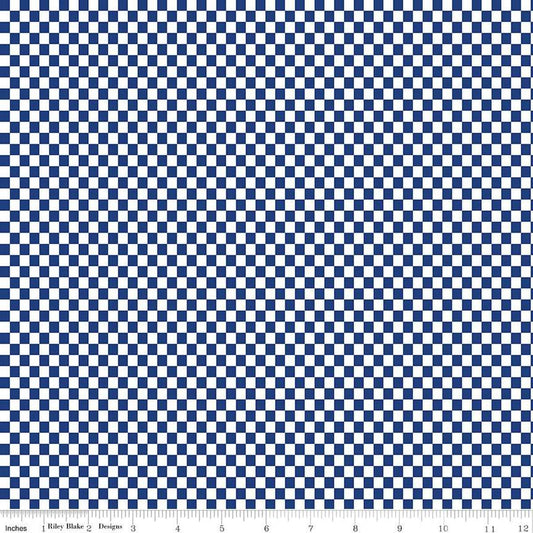 Image of the Hot Wheels Made to Race Checker Navy quilting cotton fabric by Riley Blake Designs. Official licensed product. Territorial sales restrictions may apply. Features a checkboard pattern a dark blue background.
Cute Little Fabric Shop