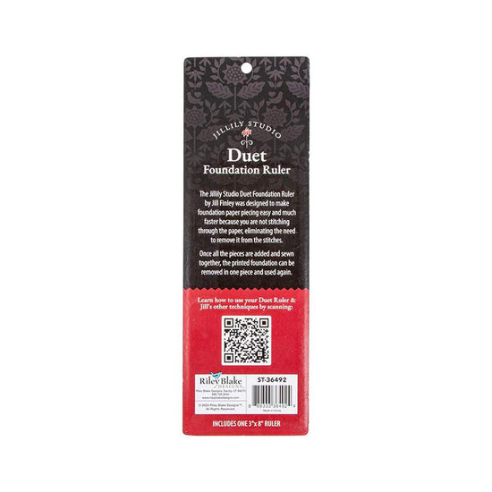 Image of the Jillily Studio Duet Foundation Ruler for Riley Blake Designs. Features a ruler used for foundation piecing. 
Cute Little Fabric Shop