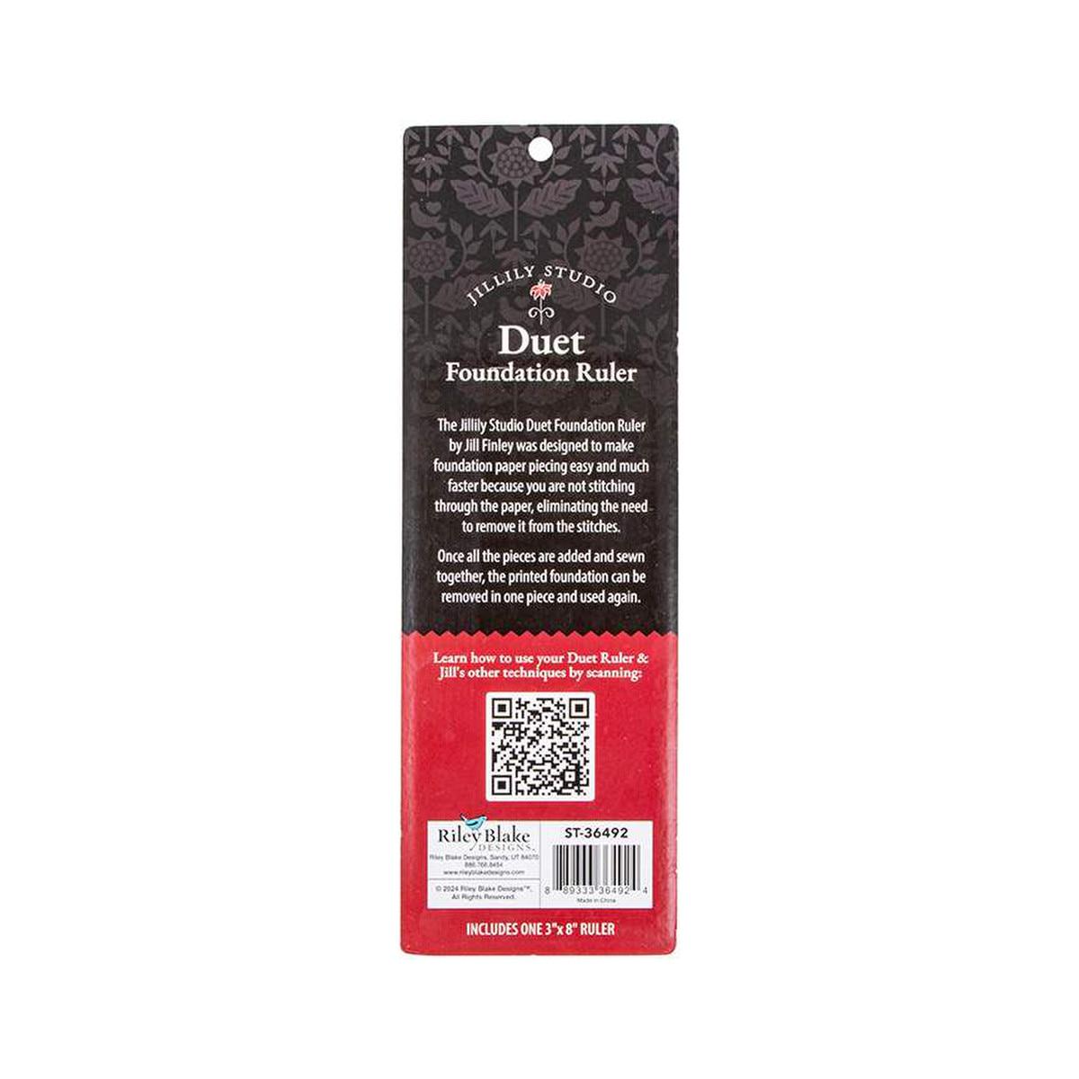Image of the Jillily Studio Duet Foundation Ruler for Riley Blake Designs. Features a ruler used for foundation piecing. 
Cute Little Fabric Shop