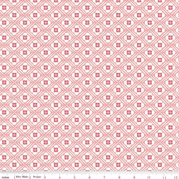 Image of the Granny Chic Hugs Pink quilting cotton fabric by Lori Holt by Riley Blake Designs. Features flowers on a geometric background on a pink background.
Cute Little Fabric Shop