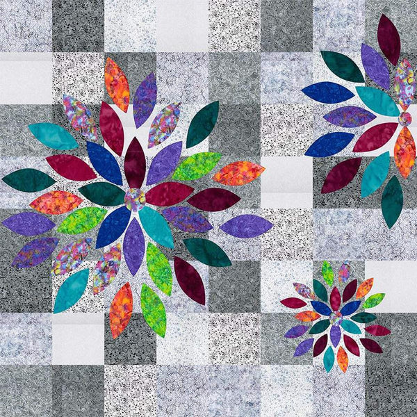 Image of the Scrap Petal Garden by Cabin in the Woods  by Riley Blake Designs. Features a flower pattern on a square pattern. 
Cute Little Fabric Shop