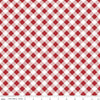Image of the Sew Cherry 2 Gingham Red quilting cotton fabric by Lori Holt for Riley Blake Design. Features a red and white diagonal printed gingham. 
Cute Little Fabric Shop