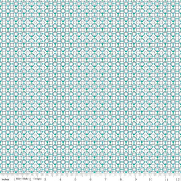 Image of the Vintage Happy 2 Boxers Blue quilting cotton fabric by Lori Holt for Riley Blake Designs. Features an hour-glass shape inside a circle on a light blue background.  
Cute Little Fabric Shop