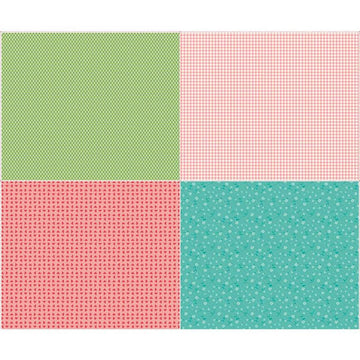 Image of the Vintage Happy 2 Fat Quarter Panel One quilting cotton fabric by Lori Holt for Riley Blake Designs. Features 4 different fat quarters. Panel size is 36 inches x 43 inches. 
Cute Little Fabric Shop