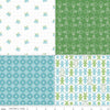 Image of the Cozy Christmas Fat Quarter Panel Green quilting cotton fabric by Lori Holt for Riley Blake Designs. Features 4 different fat quarters. Panel size is 36" x 43". 
Cute Little Fabric Shop