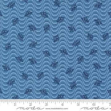 SALE Grand Haven Floral Moire 14987 Sky- Moda Fabrics - Small Flowers Floral Blossoms - Quilting Cotton Fabric