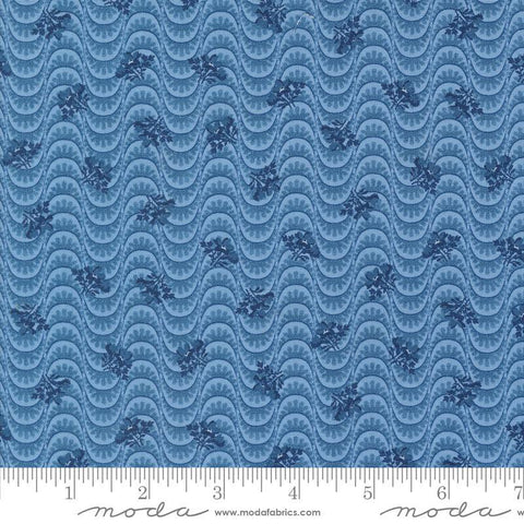 SALE Grand Haven Floral Moire 14987 Sky- Moda Fabrics - Small Flowers Floral Blossoms - Quilting Cotton Fabric