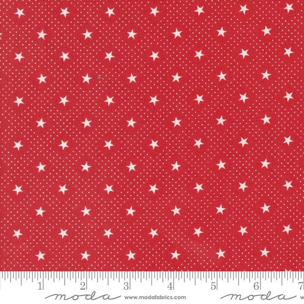 SALE Grand Haven Star Check 14982 Scarlet - Moda Fabrics - Stars Dots Scattered - Quilting Cotton Fabric