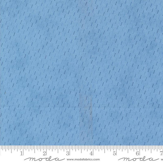 15" End of Bolt - SALE Grand Haven Dotted Shirting 14988 Sky - Moda Fabrics - Small Striped Dots - Quilting Cotton Fabric