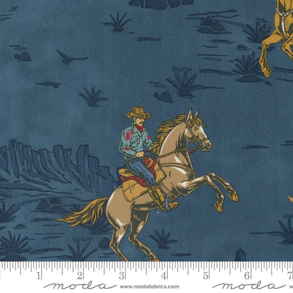 Saddle Ranch Wrangler Roundup 33790 Blue Jeans - Moda Fabrics - Cowboys Cactus - Quilting Cotton Fabric