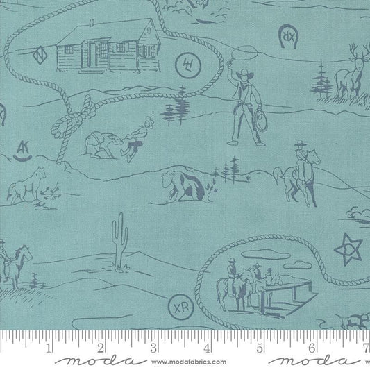 Saddle Ranch Westward Landscape 33795 Pond - Moda Fabrics - Cowboy Nature - Quilting Cotton Fabric