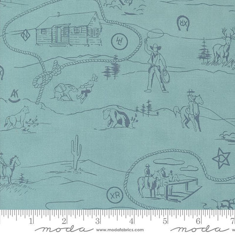 Saddle Ranch Westward Landscape 33795 Pond - Moda Fabrics - Cowboy Nature - Quilting Cotton Fabric