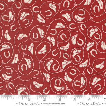 Fat Quarter End of Bolt - Saddle Ranch Tack Room 33796 Barn - Moda Fabrics - Western Hats Lasso - Quilting Cotton Fabric