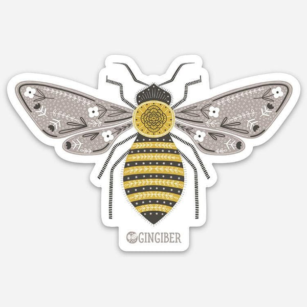 Sticker Bumble Bee GB-ST2045 - Moda Fabrics - Gingiber - Durable Vinyl Sticker - 3.5" x 2.35"