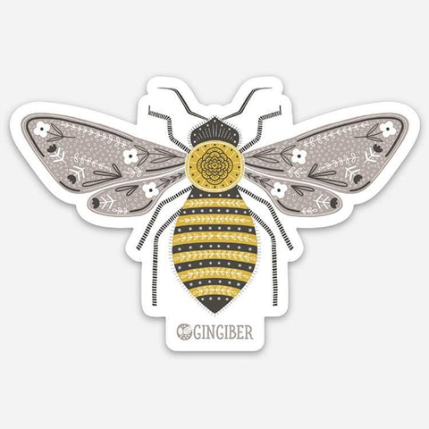 Sticker Bumble Bee GB-ST2045 - Moda Fabrics - Gingiber - Durable Vinyl Sticker - 3.5" x 2.35"