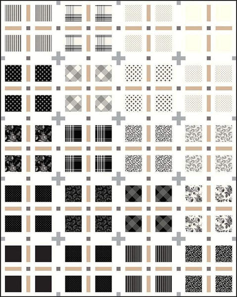 Image of Plaid Plus Quilt Pattern by Taren Studios for Riley Blake Designs. Features squares and plusses on a white background. 
Cute Little Fabric Shop