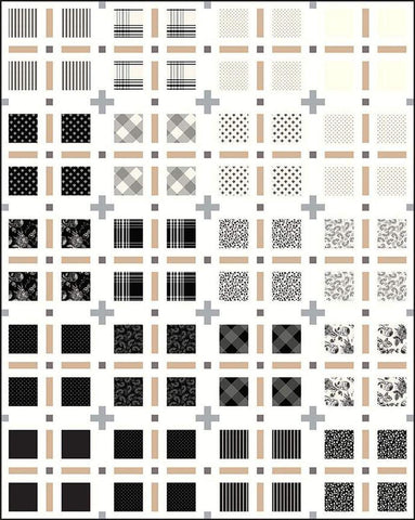 Image of Plaid Plus Quilt Pattern by Taren Studios for Riley Blake Designs. Features squares and plusses on a white background. 
Cute Little Fabric Shop