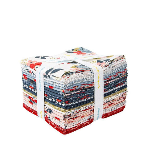 Image of the Vintage Charm Fat Quarter Bundle by Dani Mogstad by Riley Blake Designs. Features floral fabrics on red, blue, and white backgrounds. 
Cute Little Fabric Shop