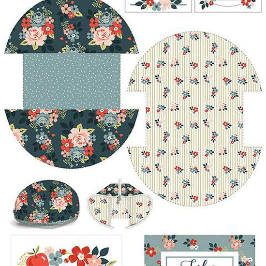 Image of theVintage Charm Panel by Dani Mogstad for Riley Blake Designs. Features the pieces and instructions to create a zipper pouch. 
Cute Little Fabric Shop
