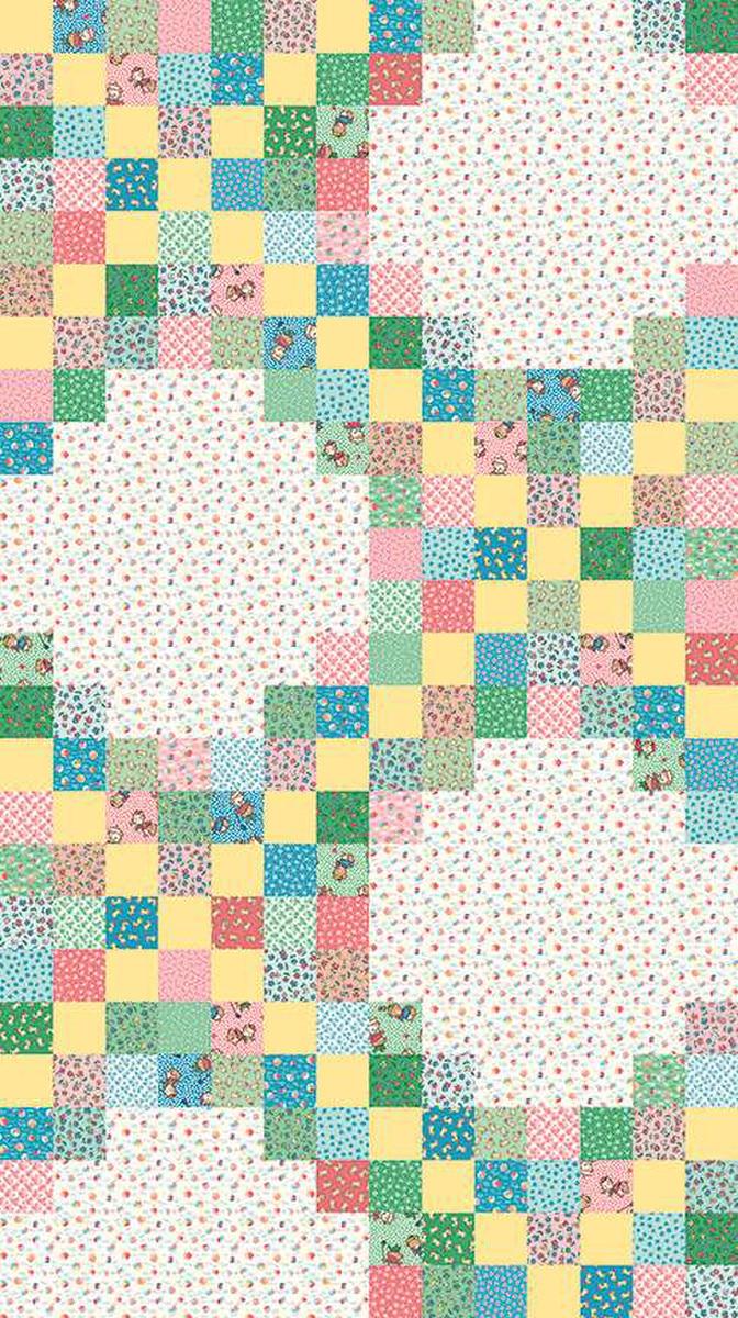 Image of the Playtime 30s Cheater Print Multi quilting cotton fabric by Lindsay Wilkes for Riley Blake Designs. Features squares of patterns from this collection. 
Cute Little Fabric Shop