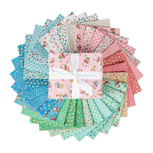 Image of the Playtime 30s Fat Quarter Bundle by Lindsay Wilkes for Riley Blake Designs. Features vintage patterns on pink, blue, and green fabrics.
Cute Little Fabric Shop